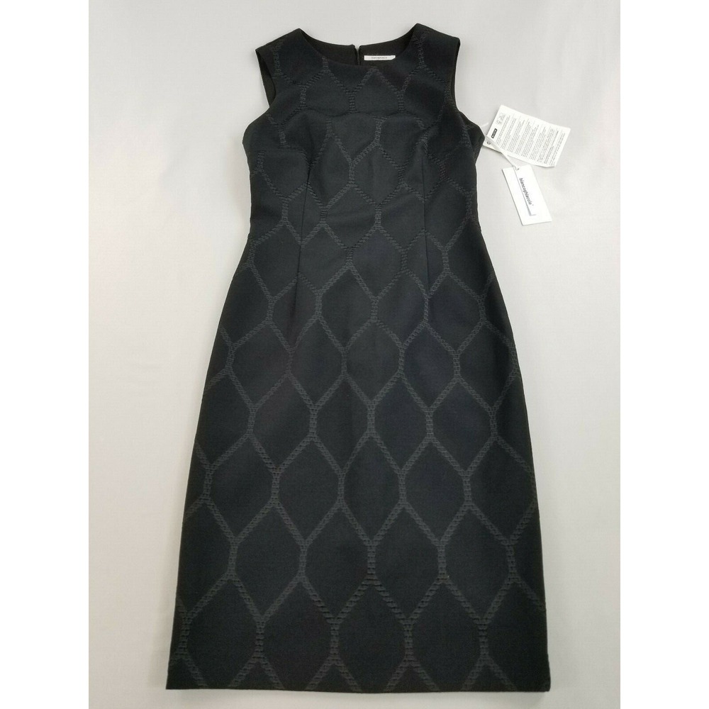 Biancoghiaccio Odino Black Textured Diamond Dress Italy Made Size 40 NWT